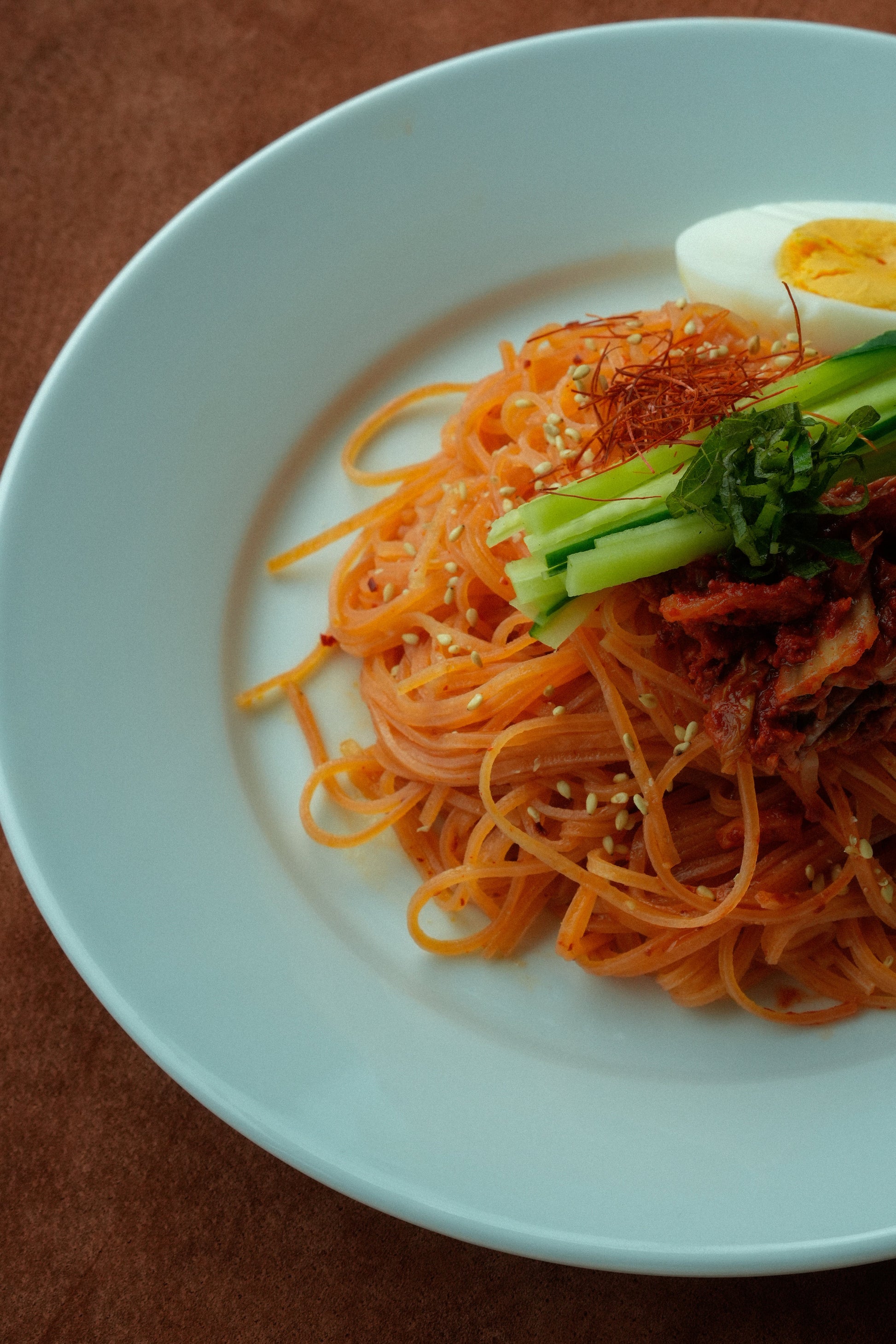 玄米ガックフルーツ麺の調理例：クローズアップ