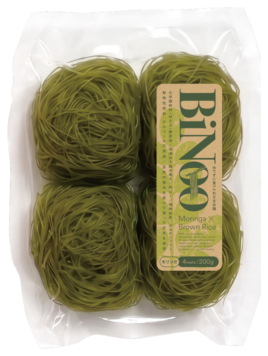 BiNoo 玄米モリンガ麺 200g パッケージ（表）